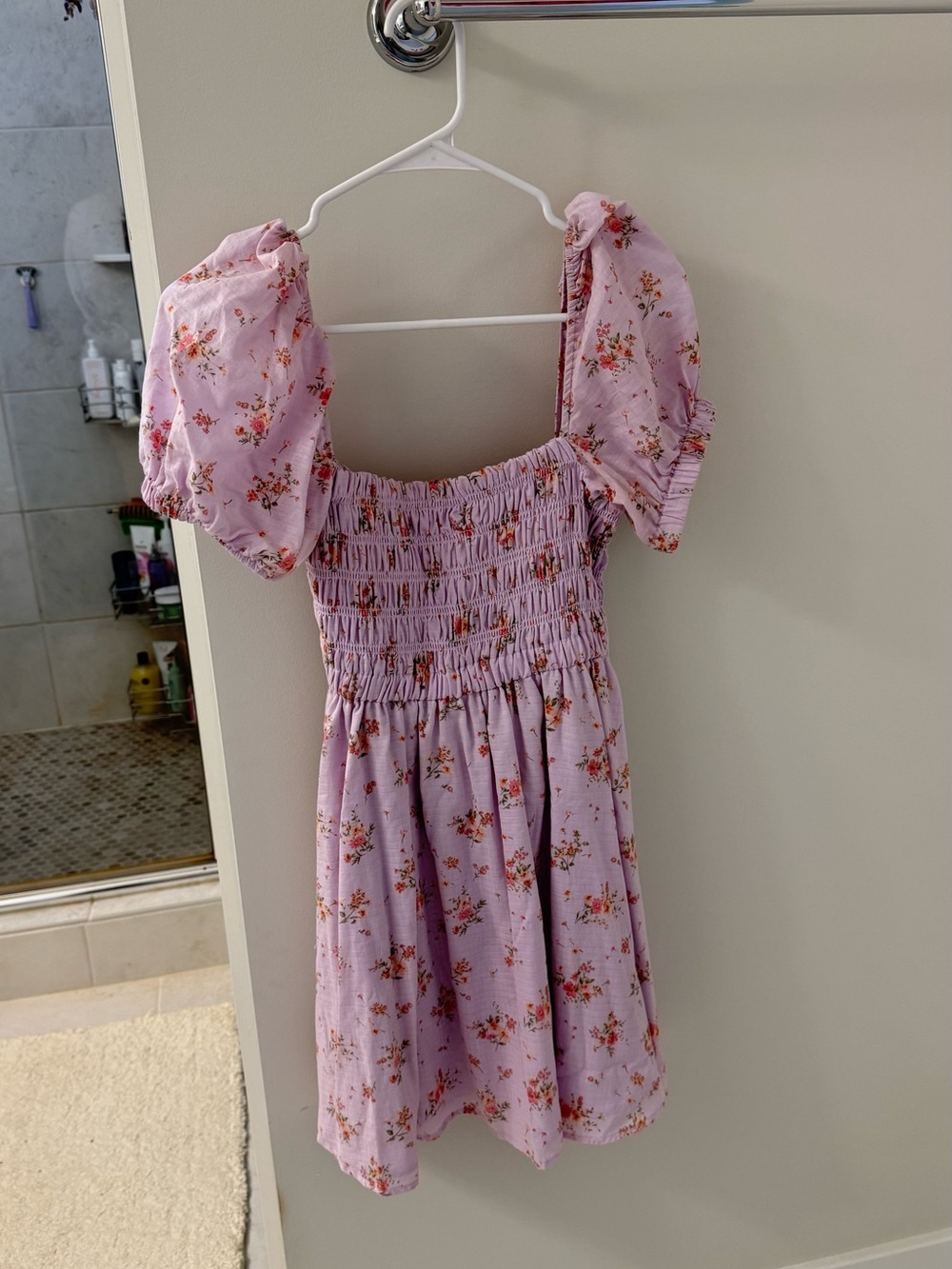 Altar'd State Pink Floral Puff-Sleeve Smocked Dress